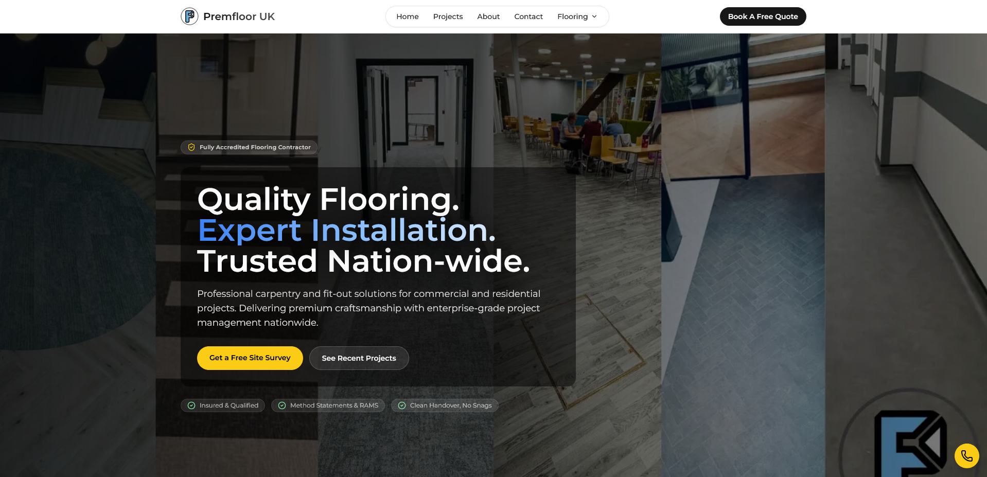 Example of a mobile-first trades website layout